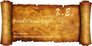 Kovácsy Edit névjegykártya